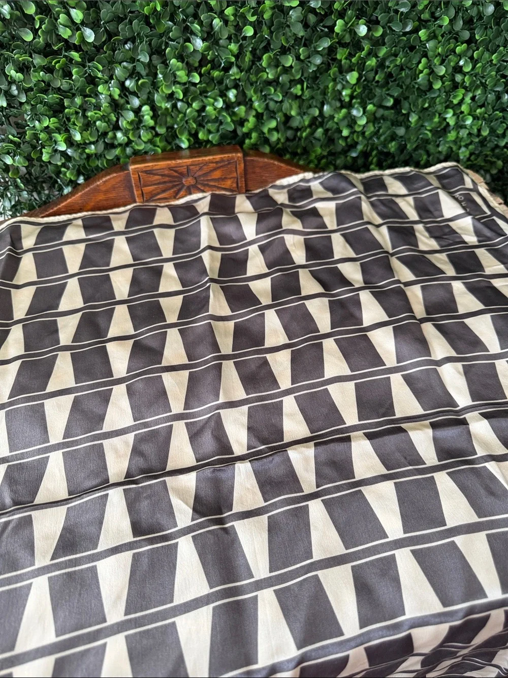 Echo Black & Cream Geometric Silk Scarf